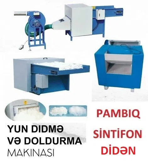 Sənaye corab toxuyan, yorğan tikən və yun çırpan maşınlar