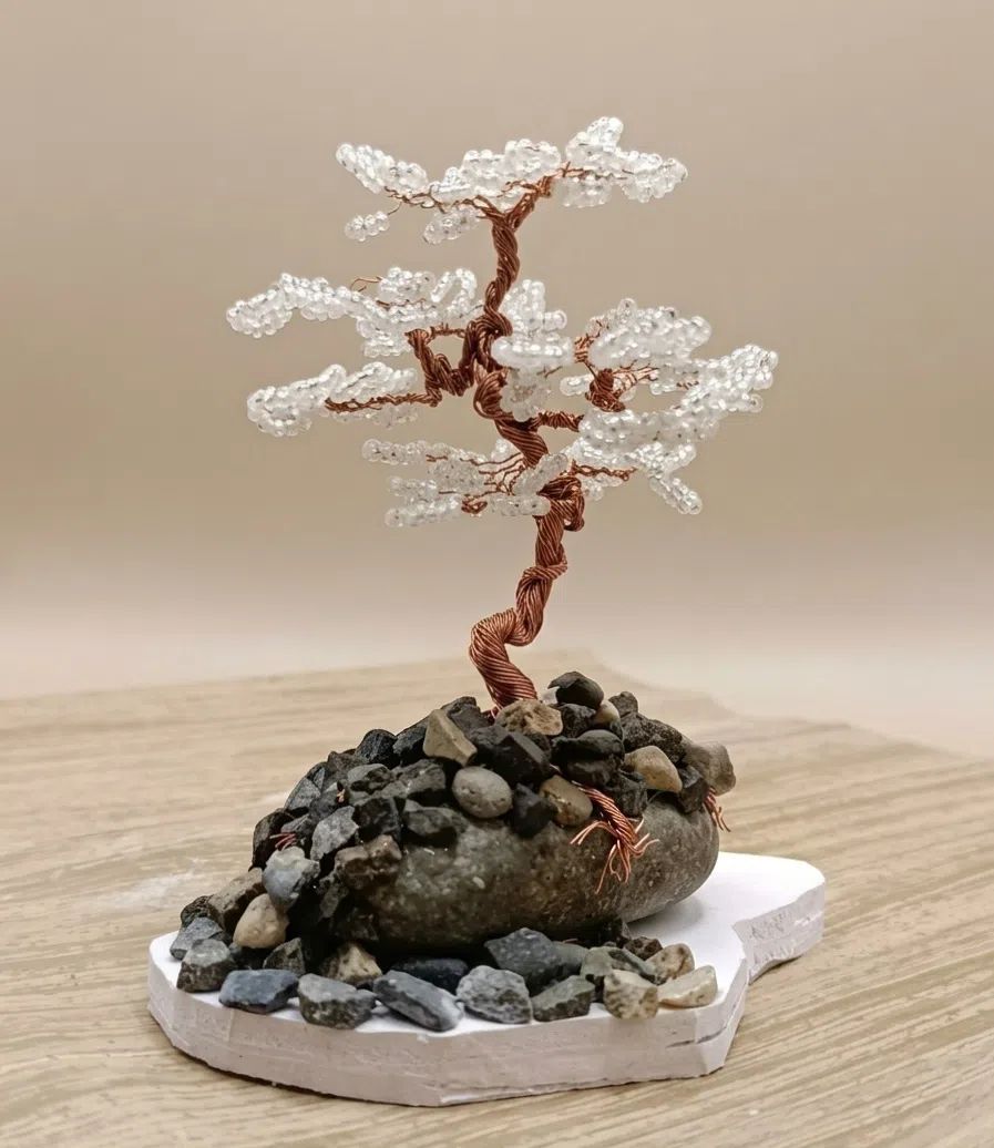 Əl işi muncuq və məftildən dekorativ bonsai ağacı suveniri — şəkil 2