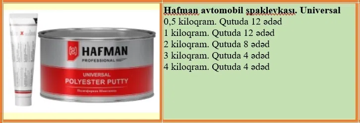 HAFMAN avtomobil şpaklyovka-macunları — şəkil 2