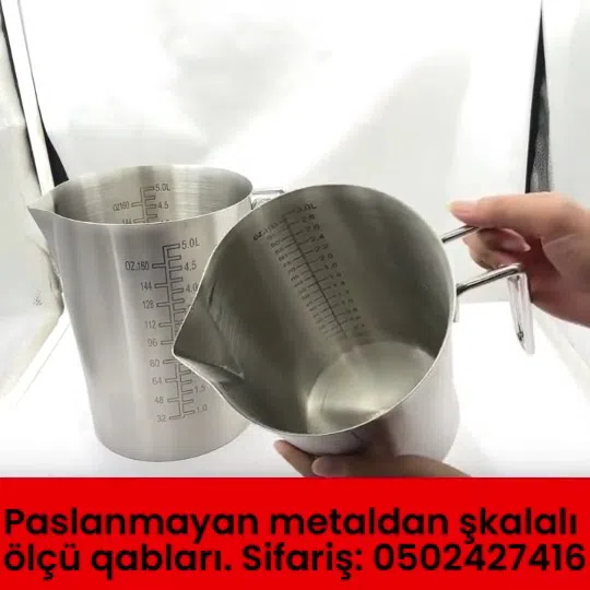Paslanmayan metaldan şkalalı ölçü qabları - Tenderyard
