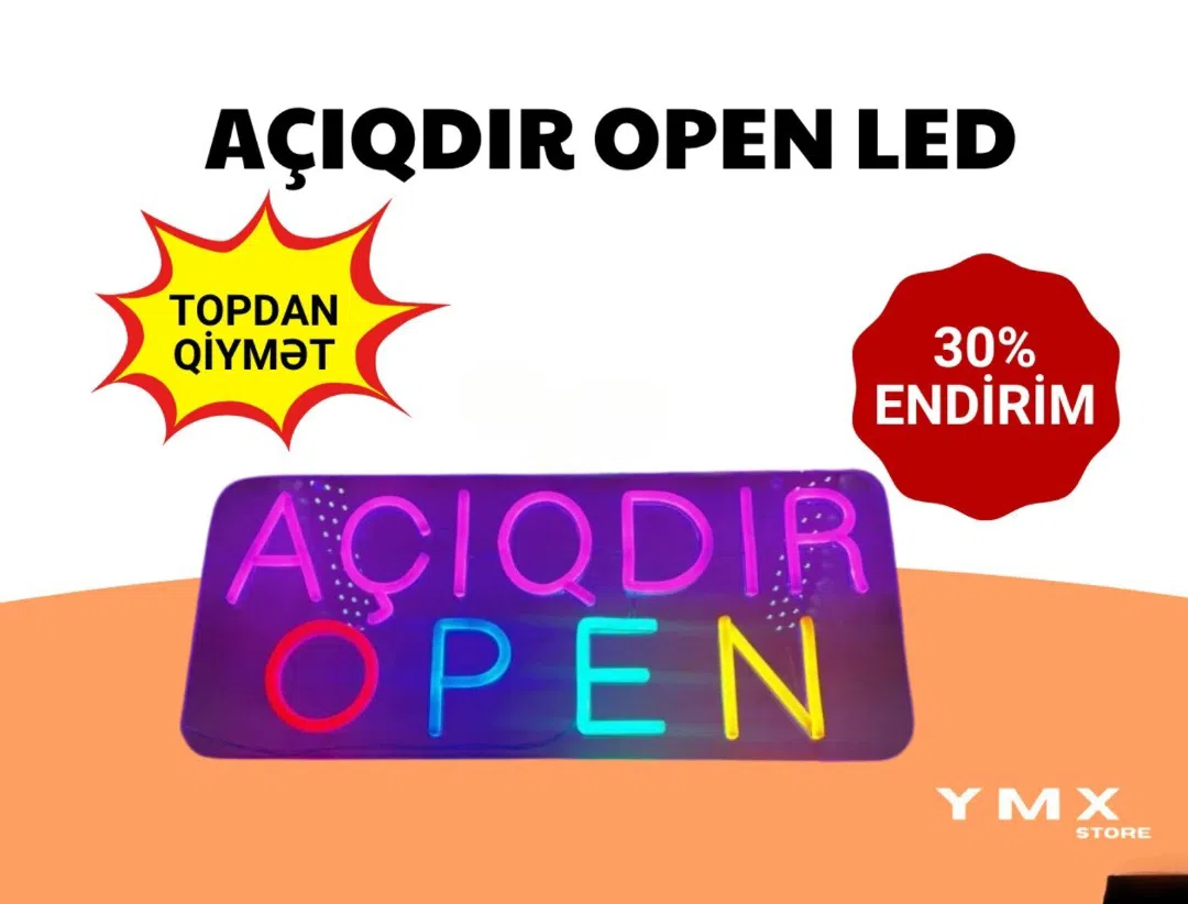 Açıqdır / Open LED reklam lövhəsi — şəkil 1