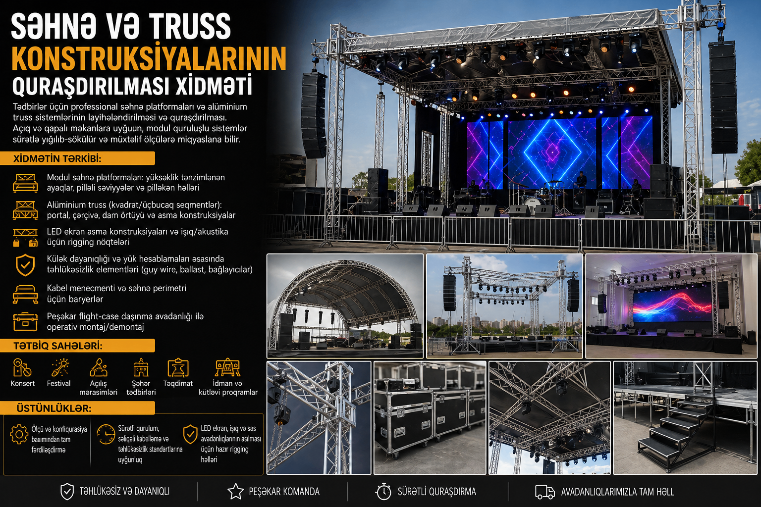 Səhnə və Truss Konstruksiyalarının Quraşdırılması Xidməti — şəkil 1