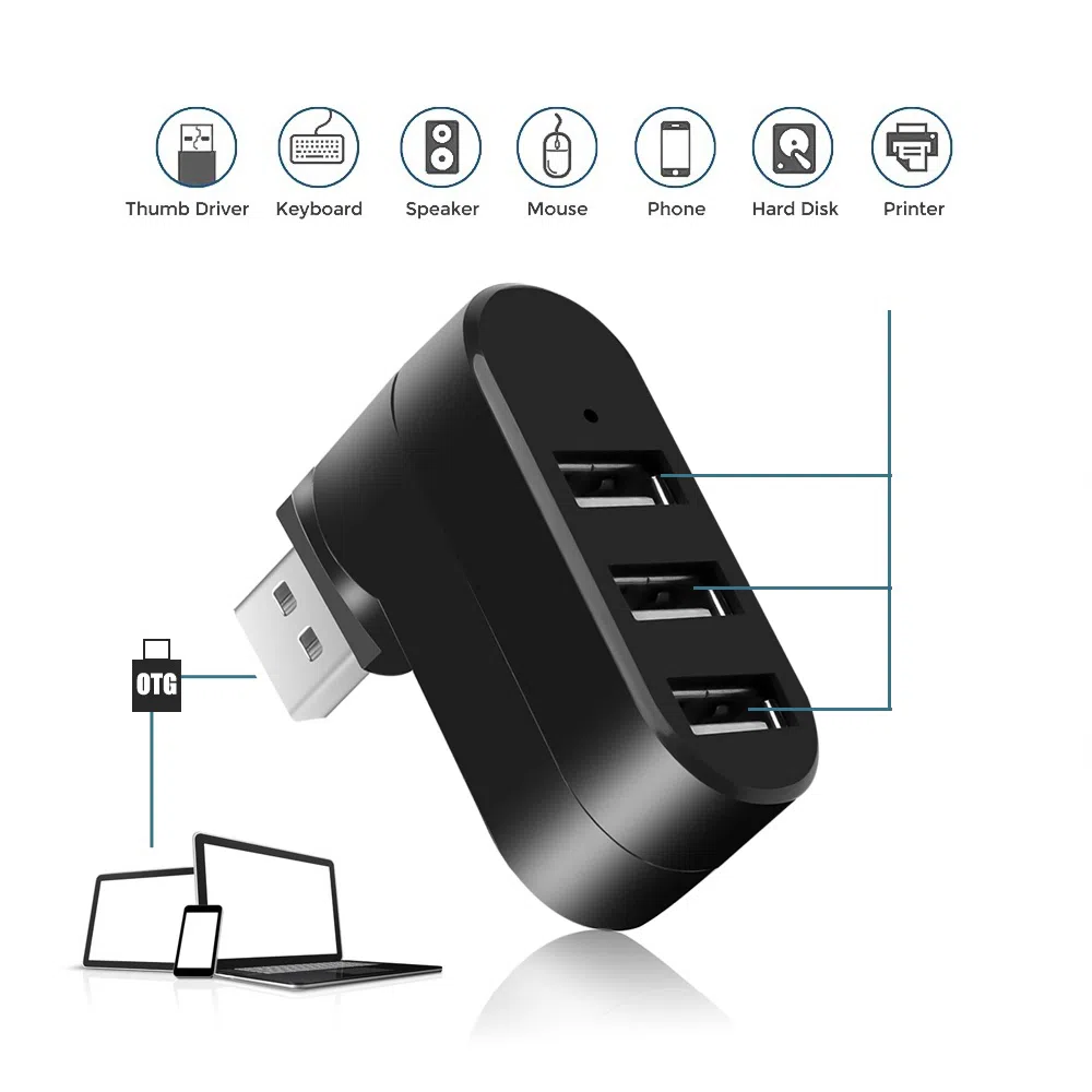 Mini 3 Port USB 3.0 Rotate Splitter — şəkil 7