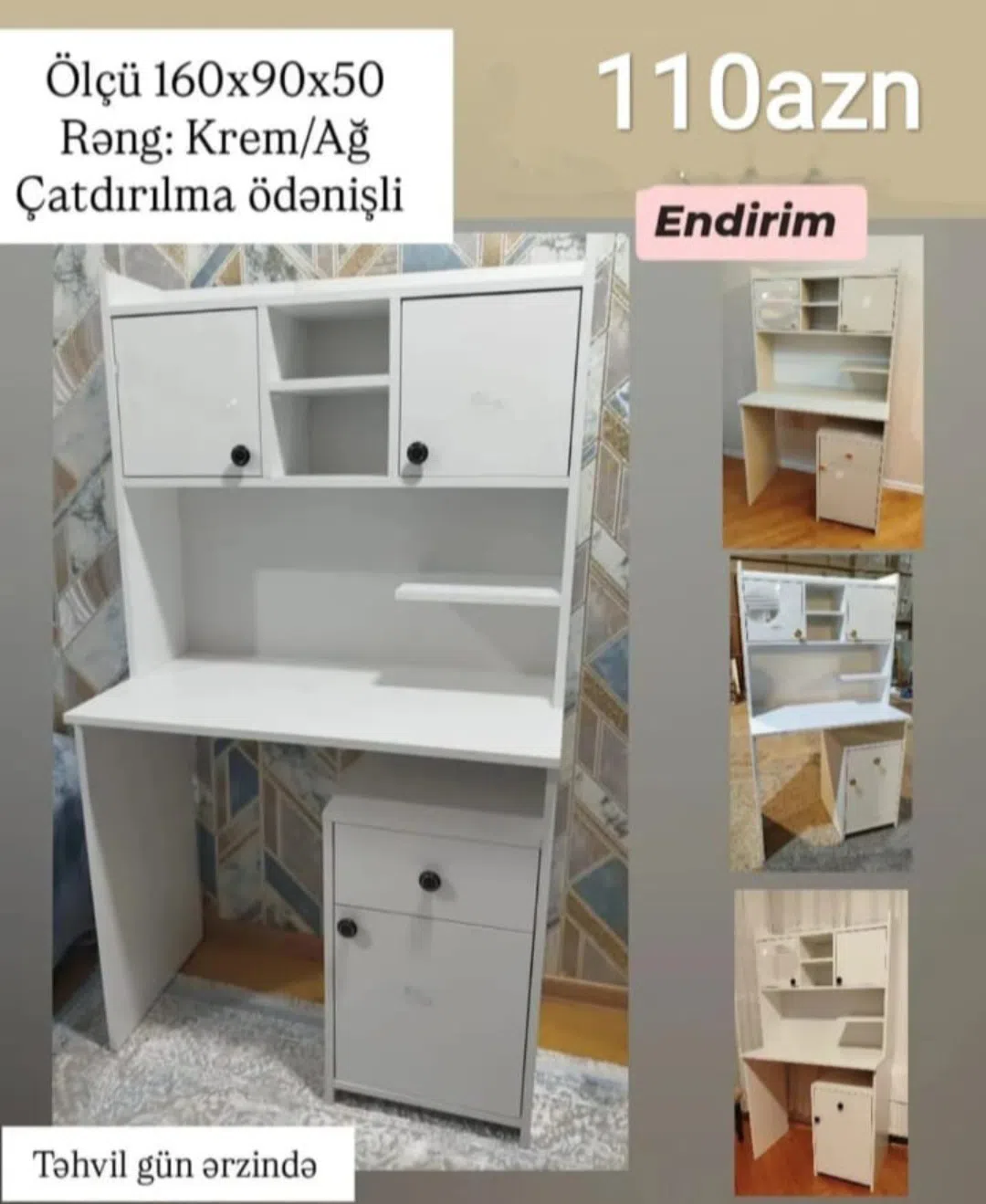 Uşaq mebel dəsti Laminat material, Ağ rəng