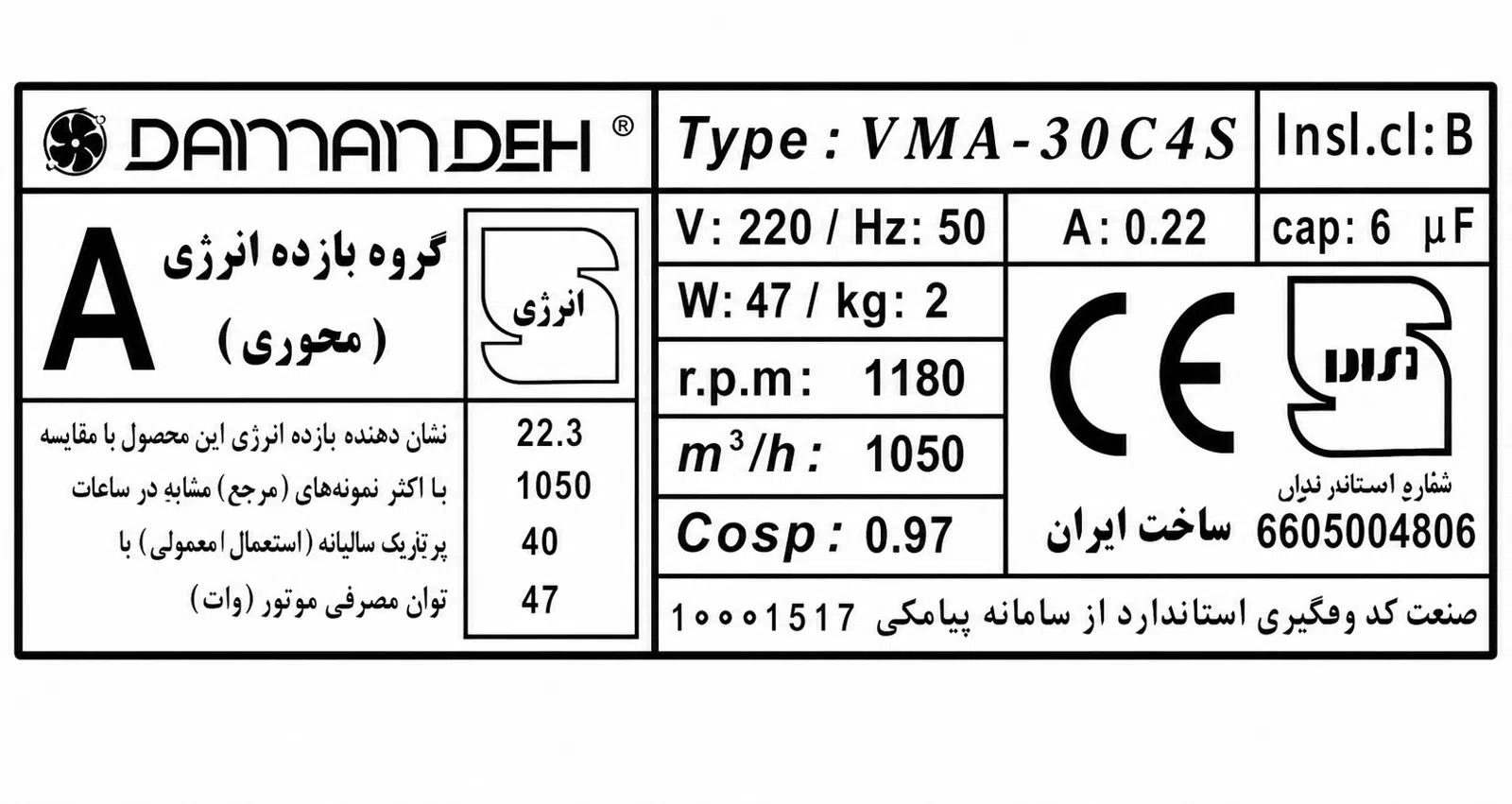 DamanDeh VMA-30C4S Metal Turbo Aksial Ventilyator — şəkil 5
