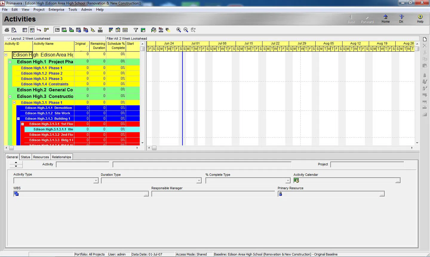 "Primavera P6 Professional" proqramı — şəkil 2