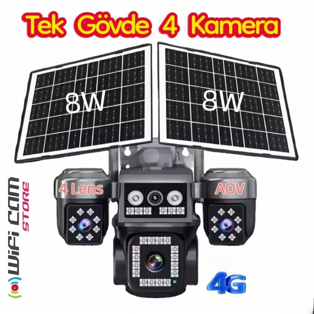 4G SIM kartlı solar 360° FHD kamera 12MP/4K - Tenderyard