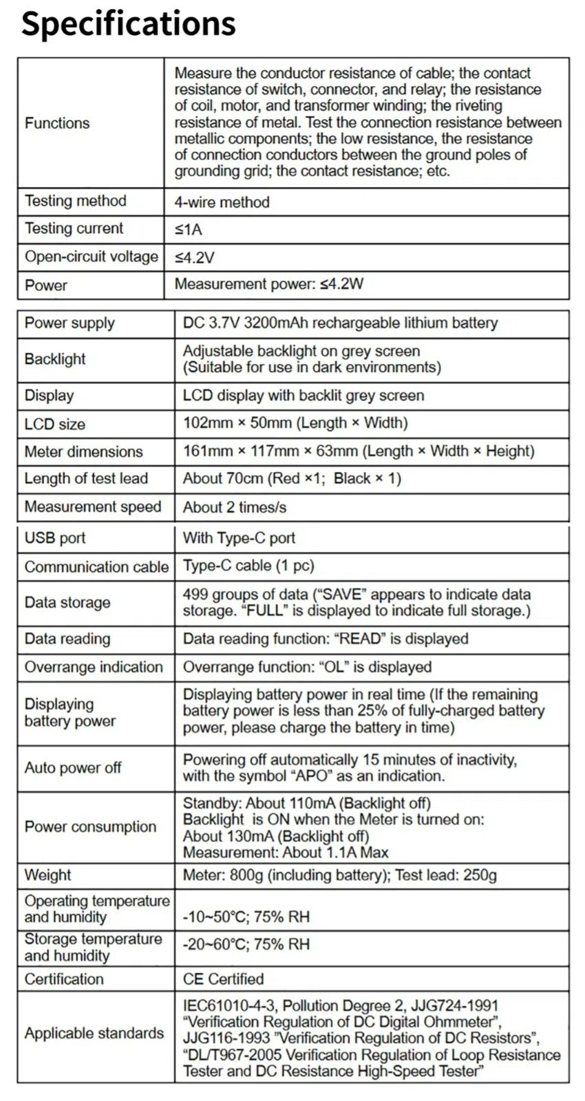 Mikroommetr UNI-T UT 620C+ — şəkil 6