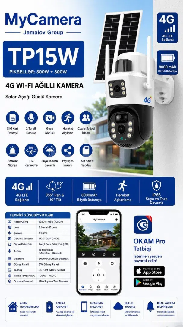 TP15W 4G Günəş Enerjili Ağıllı Kamera