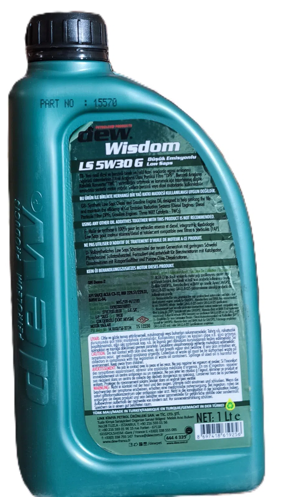 Dew Wisdom LS 5W-30 G Sintetik Motor Yağı 1L — şəkil 1