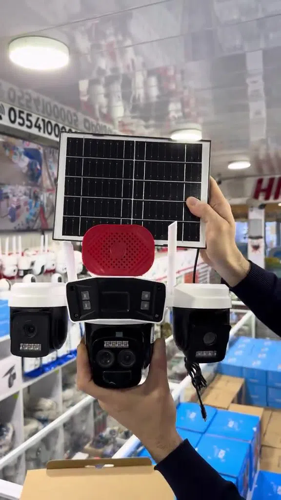 4 linzalı solar panel müşahidə kamerası 360° panoramik — şəkil 4