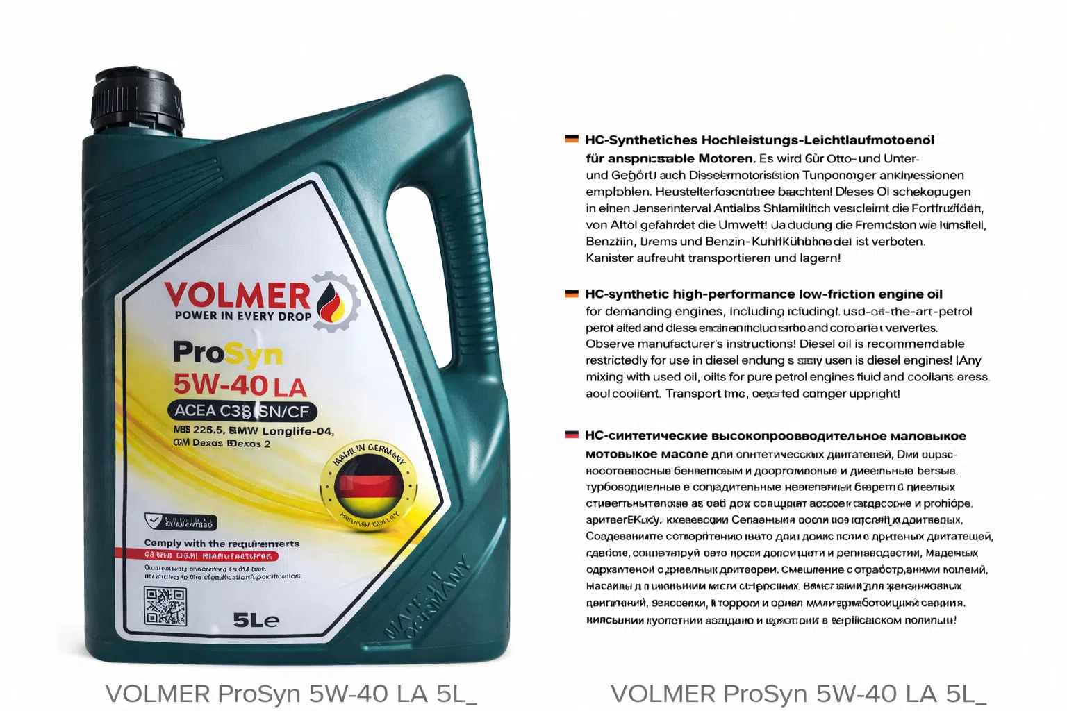 Volmer ProSyn 5W-40 LA Motor Yağı, 5 L