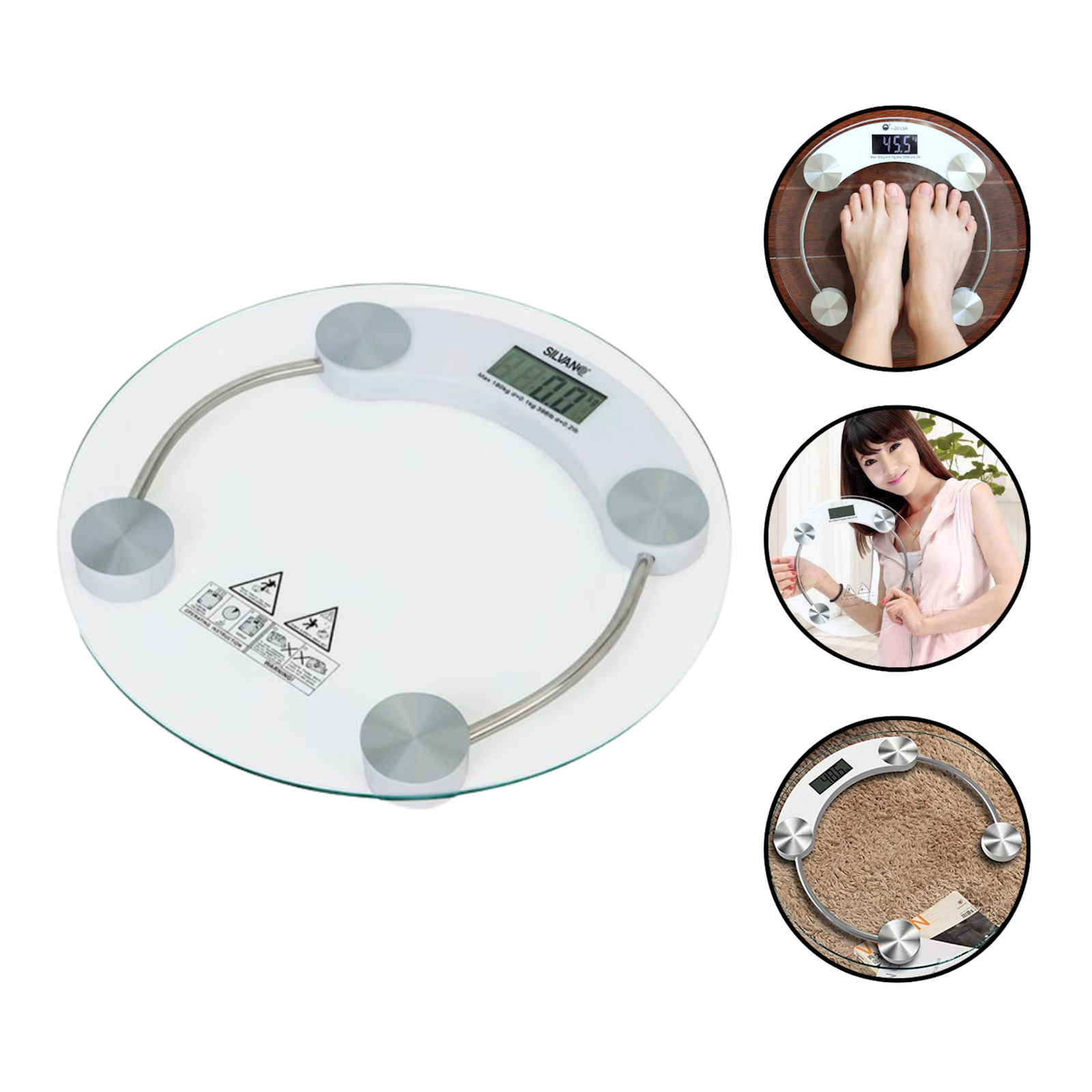Döşəmə Tərəzisi Elektron Şüşə 33 sm — şəkil 1