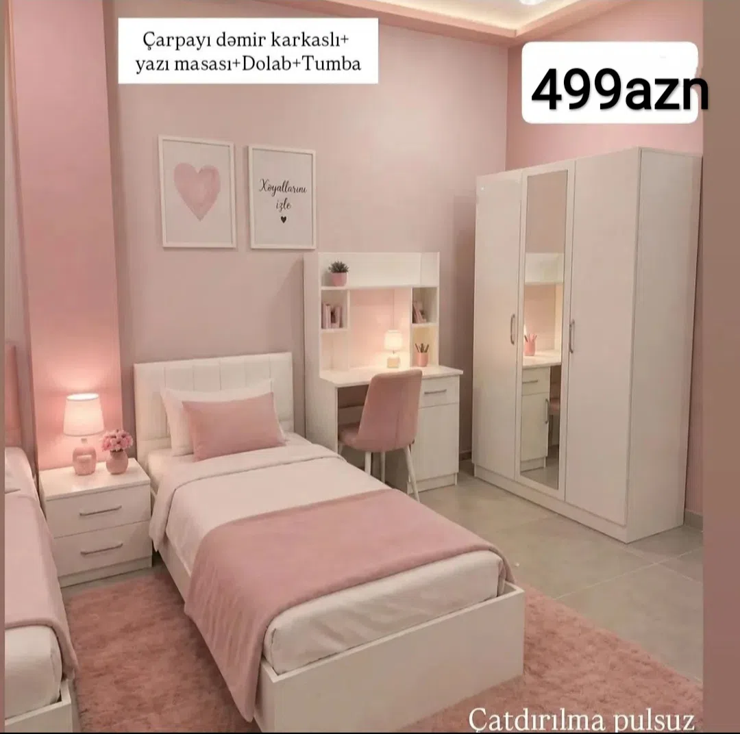 Children's furniture set, Laminate material, Light purple color - Tenderyard