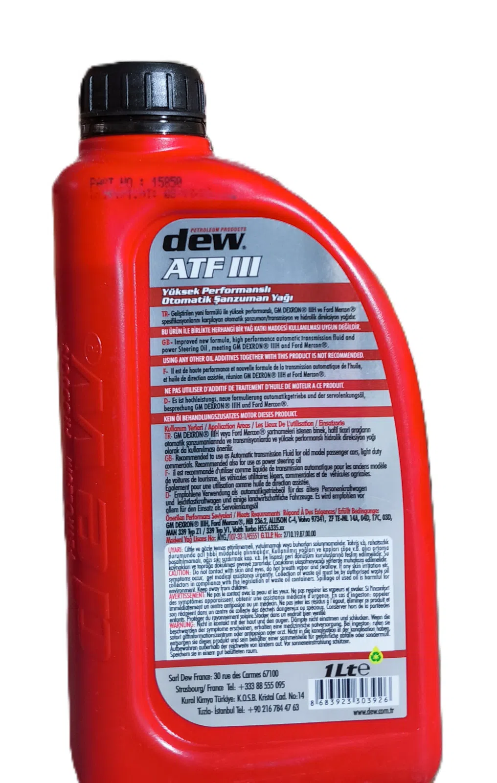 Dew ATF Dexron III Avtomatik Transmissiya Yağı 1 L — şəkil 1