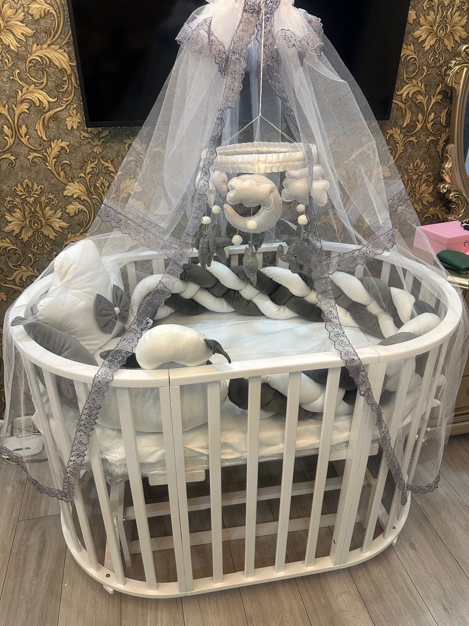 Crib, Wooden material, White color - Tenderyard
