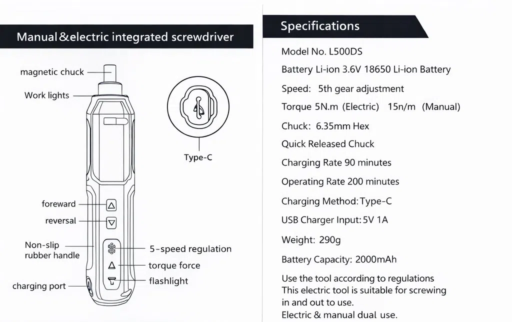 ABCY 3.6V Li-ion Şarjlı Elektrikli Vintaçan Dəsti — şəkil 2