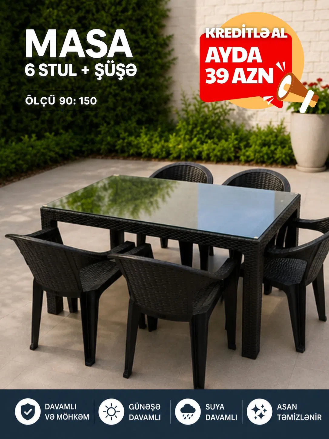 Rectangular garden table, Mixed color - Tenderyard
