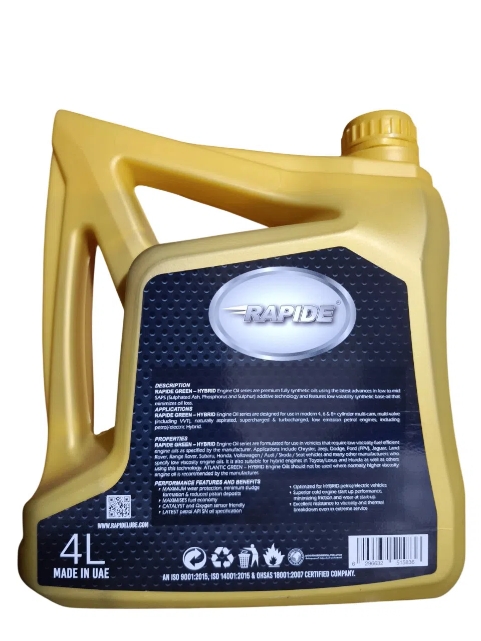 Rapide Hybrid 5W-20 API SN Sintetik Mühərrik Yağı, 4L — şəkil 1