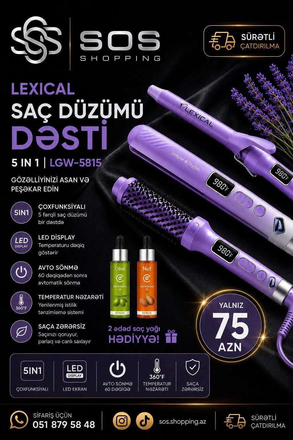 Lexical LGW-5815 5-i 1-də Saç Düzümü Dəsti - Tenderyard