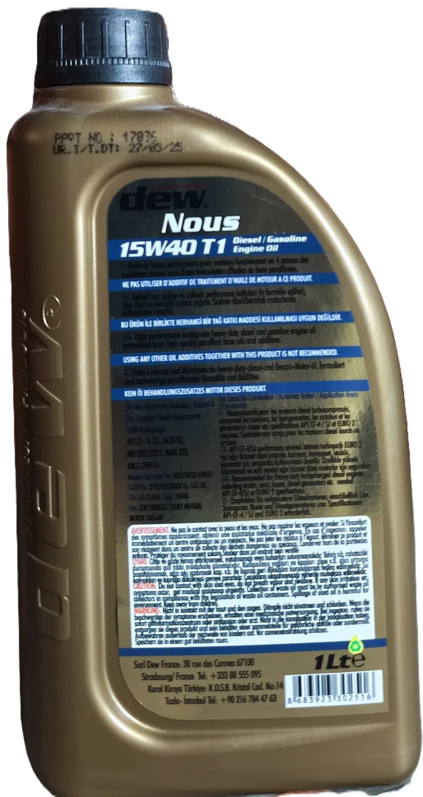 Dew Nous 15W-40 T1 1L Motor Yağı — şəkil 1