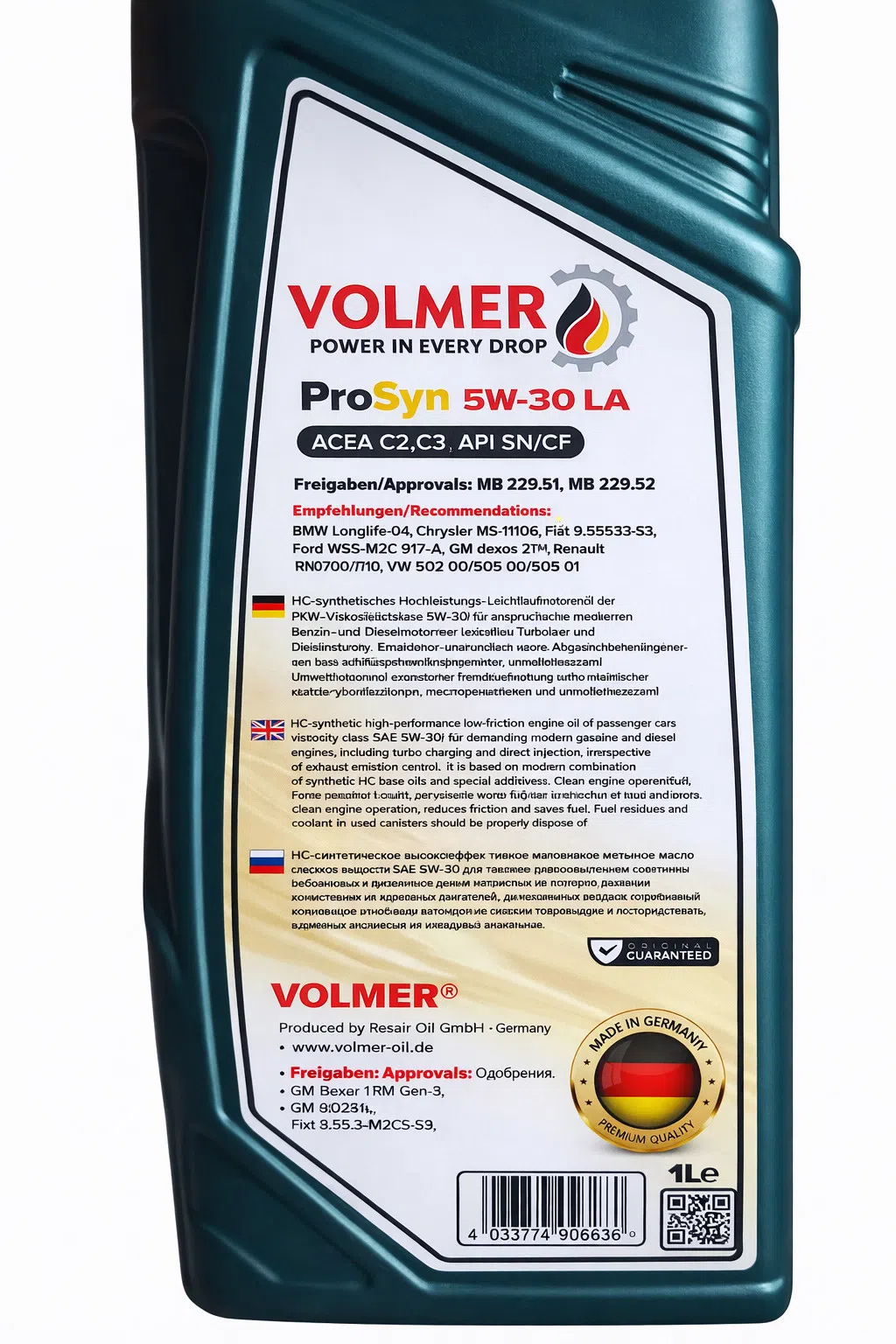 Volmer ProSyn 5W-30 LA Motor Yağı, 1 L