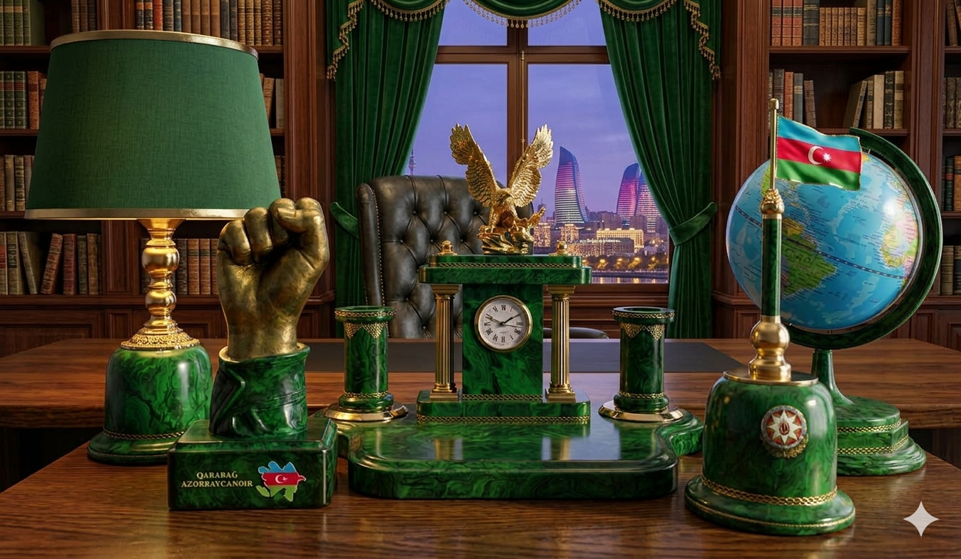 Masa üstü dəst (Malaxit imitasiyası)