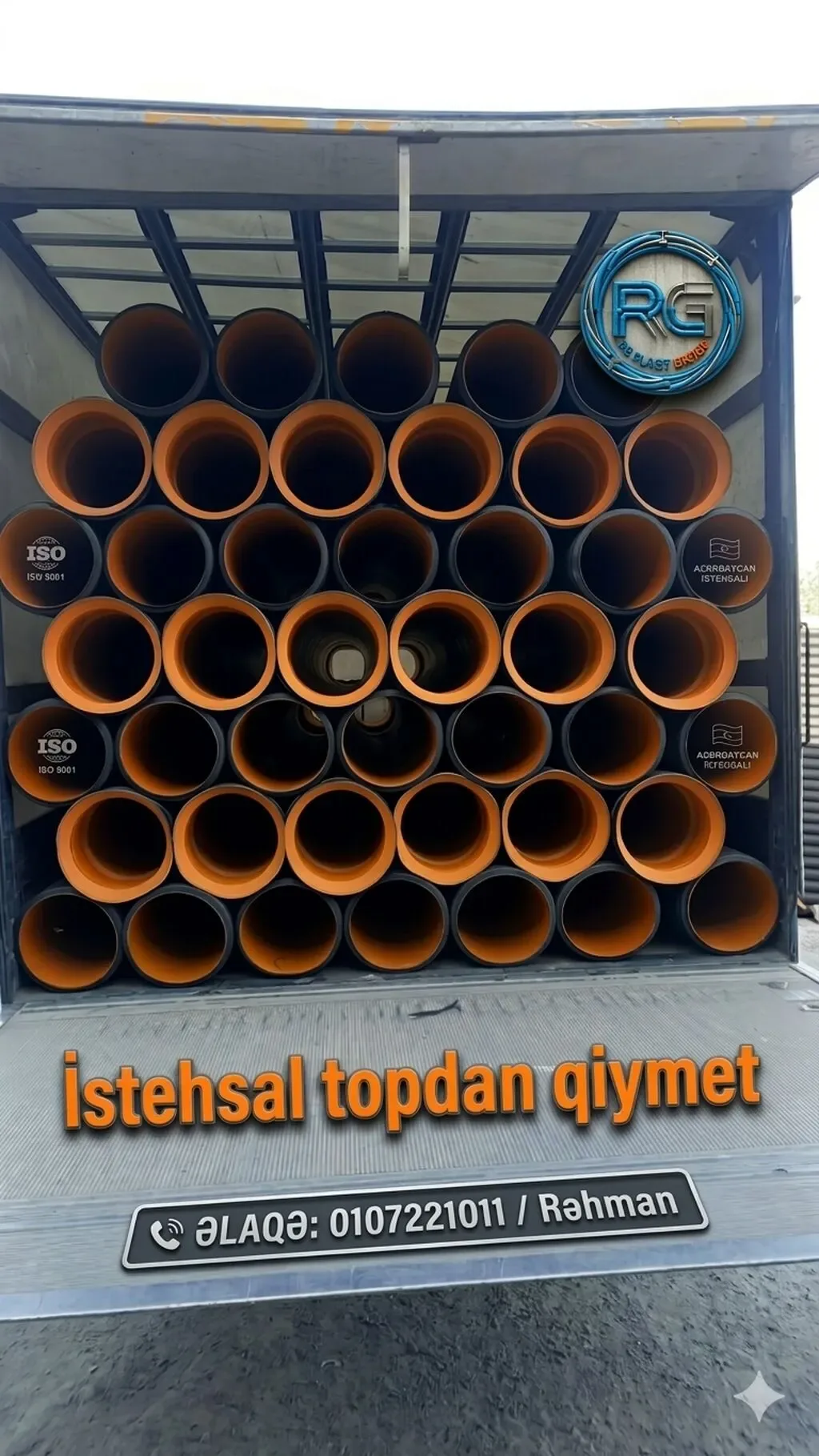 Kanalizasiya borusu, Qofralı, Plastik, 1000 mm, Yeni