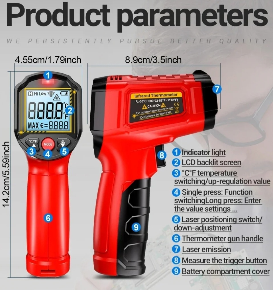 Təmassız termometr ANENG TH-202 — şəkil 3