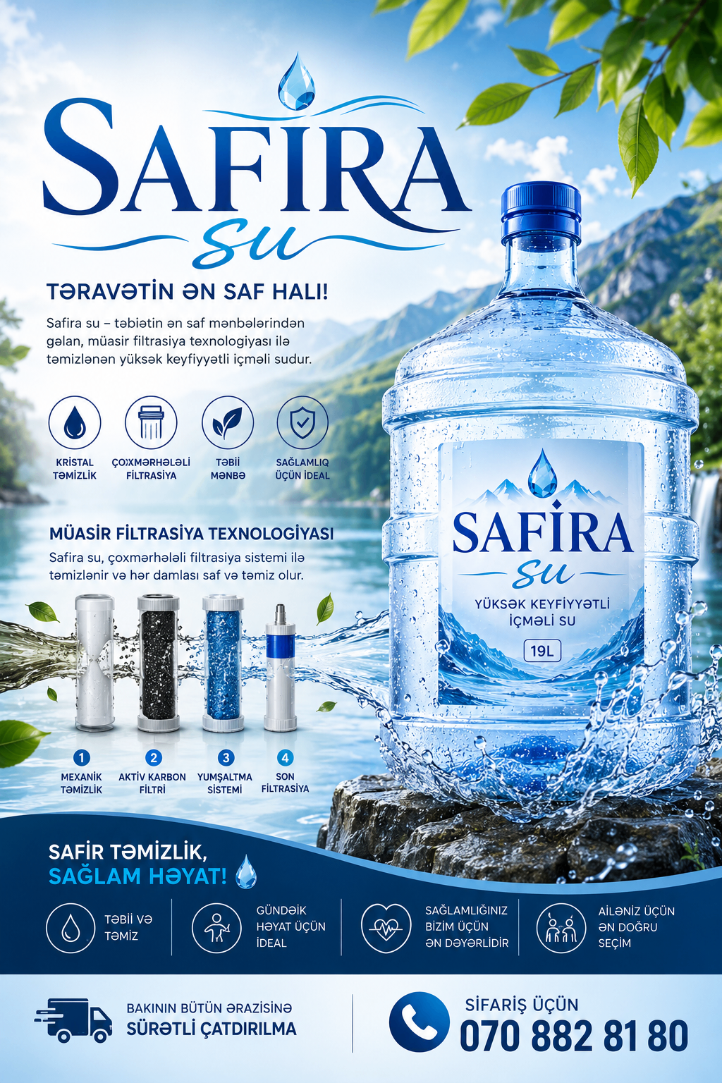 Safira Su - 19 L Təbii Mənbə Suyu — şəkil 3