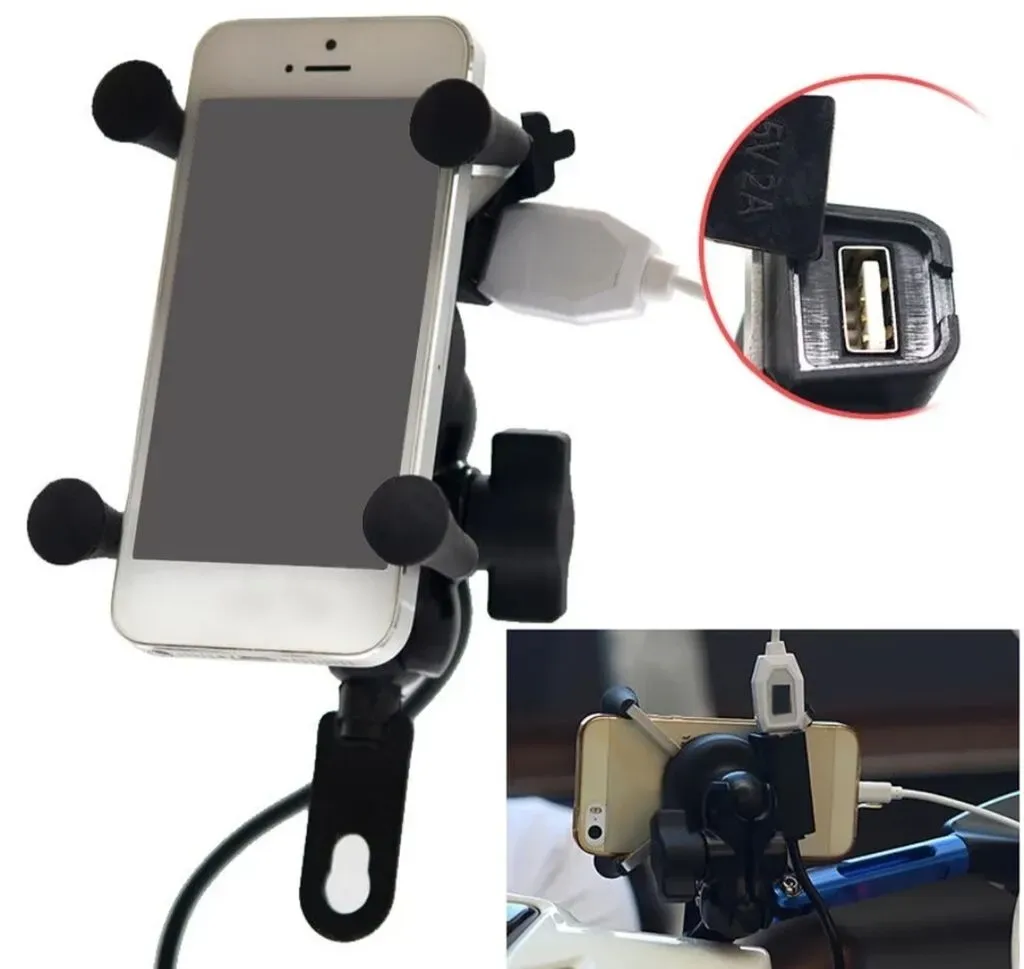 Motosiklet və skuter üçün simsiz şarjlı telefon tutacağı