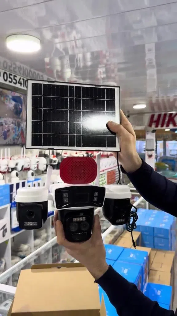 4 linzalı solar panel müşahidə kamerası 360° panoramik — şəkil 10