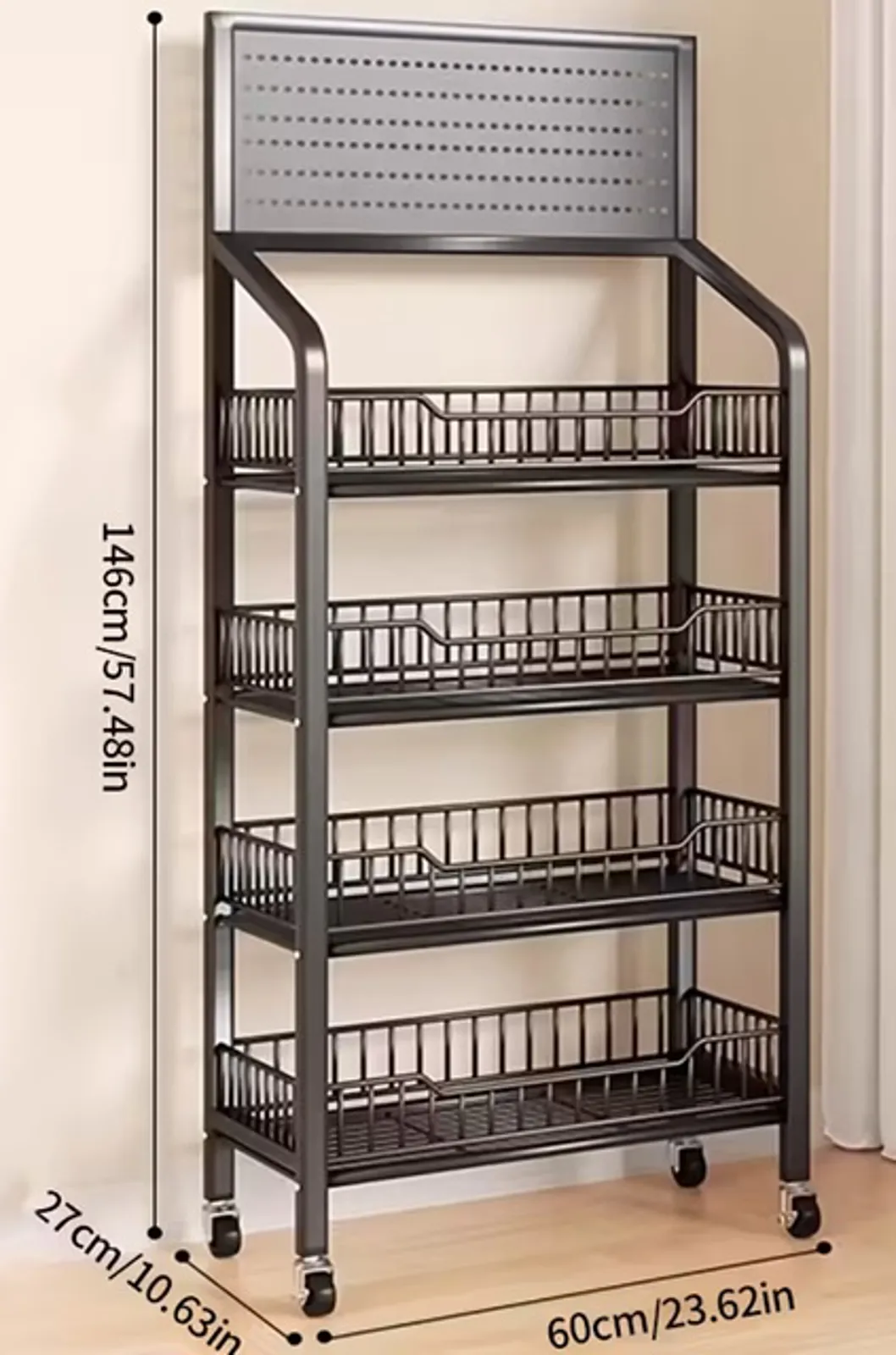 Təkərli, metal vitrin stellajı — şəkil 2