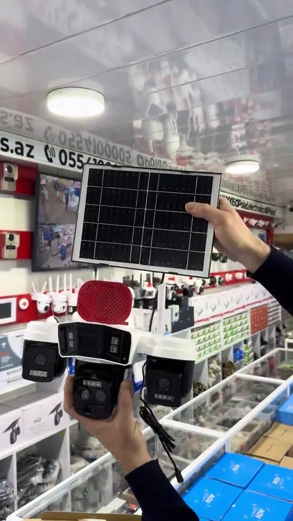 4 linzalı solar panel müşahidə kamerası 360° panoramik — şəkil 22