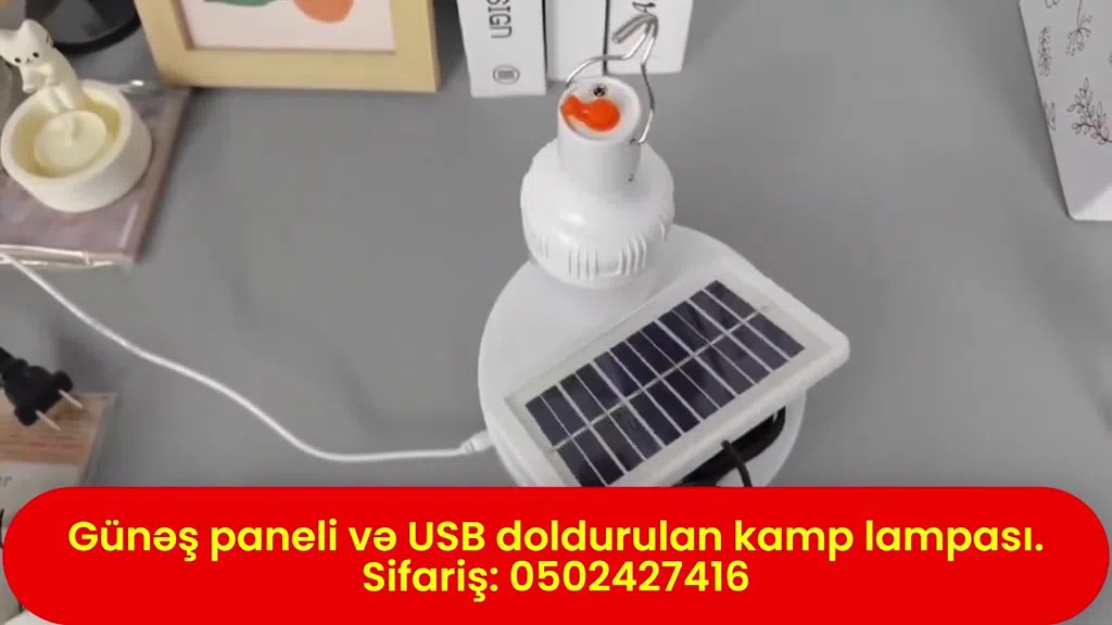 Solar-powered and USB rechargeable camping lamp - Tenderyard
