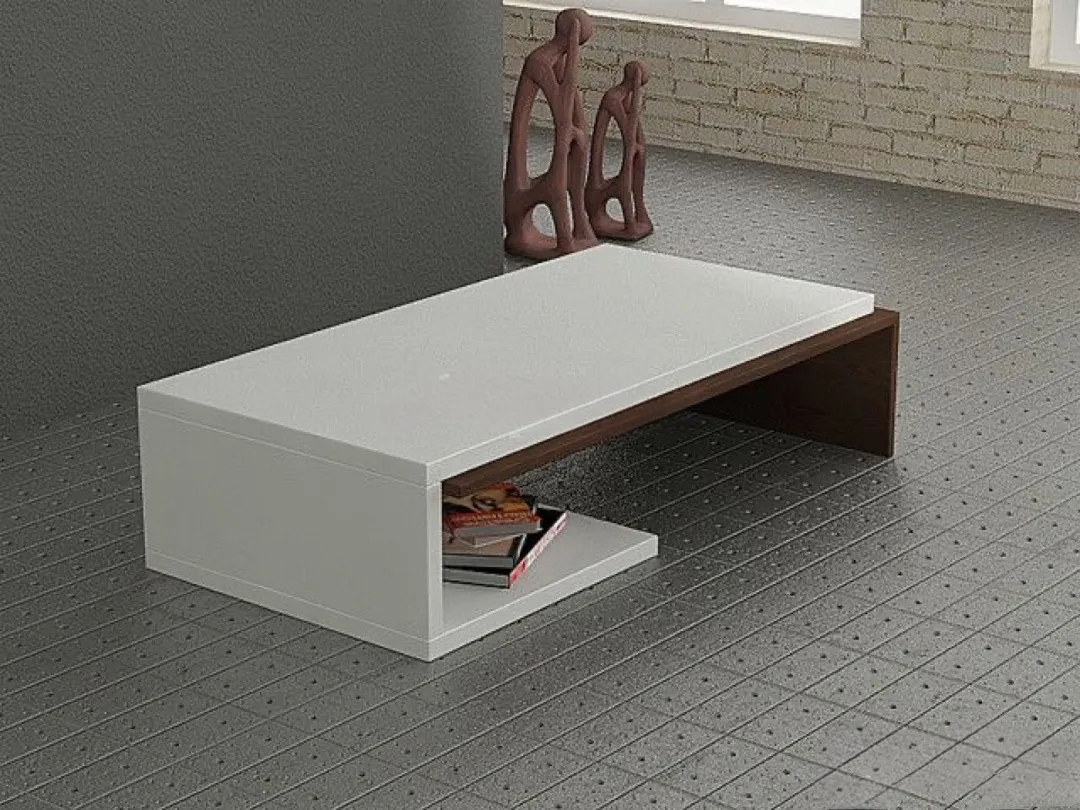 Coffee table White, Brown color, Simple - Tenderyard