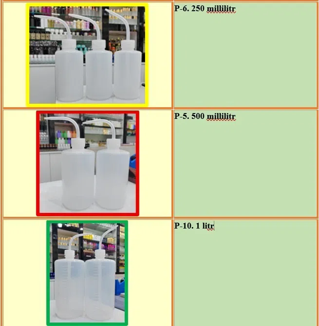 250, 500, 1000 ml plastik parfüm süzmə flakonları — şəkil 2