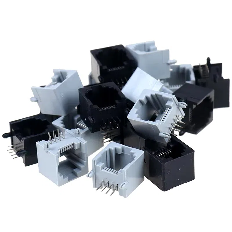RJ45 8P8C Computer Internet Network PCB Connector Black/Gray — şəkil 3