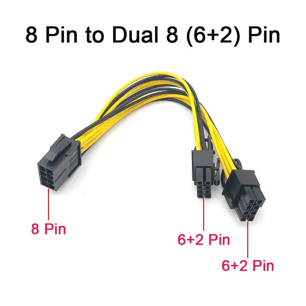 PCI Express 8 Pin to dual 8(6+2) Pin Power Converter Cable — şəkil 1