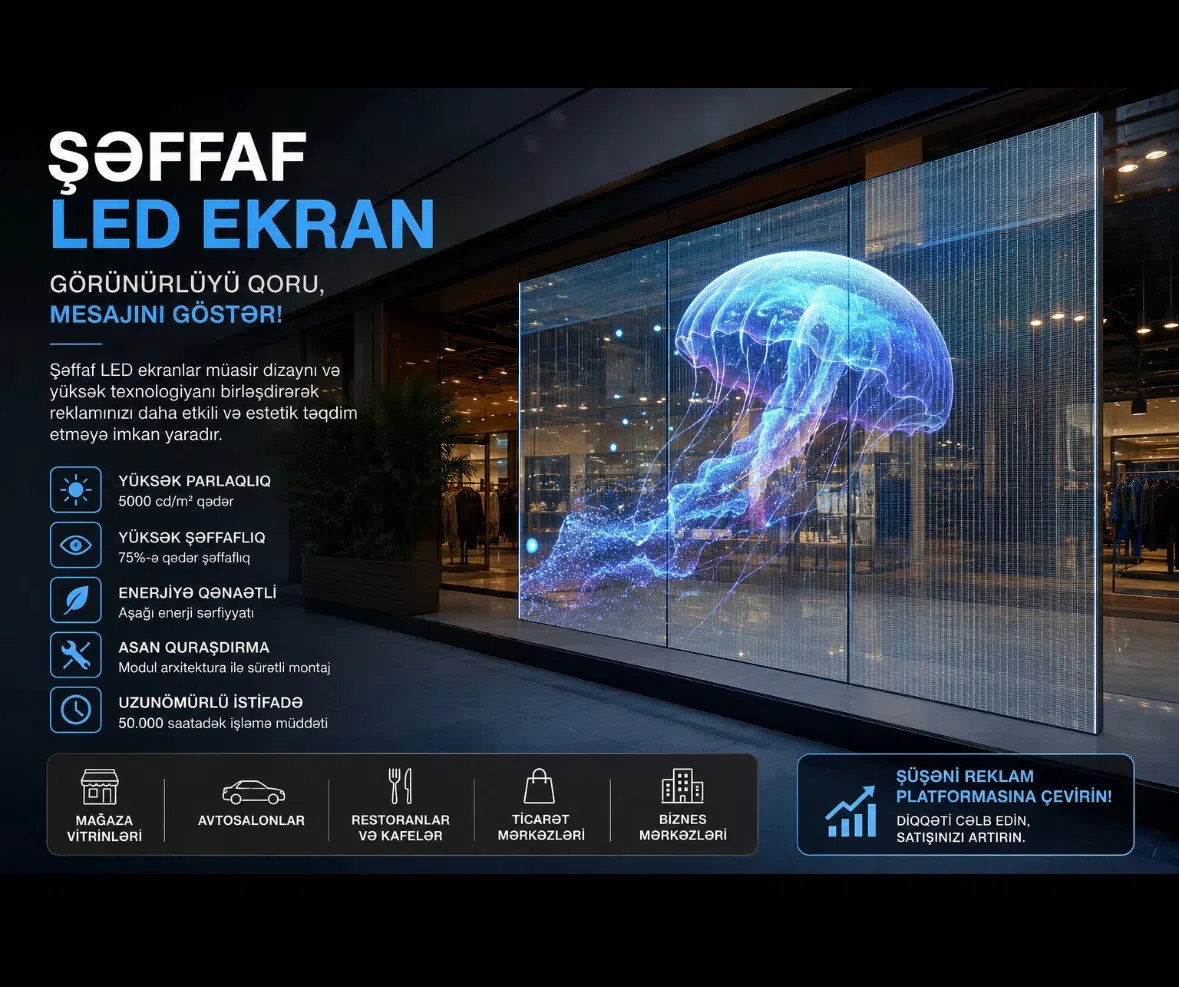 Şəffaf LED Ekran Reklam Sistemi — şəkil 1