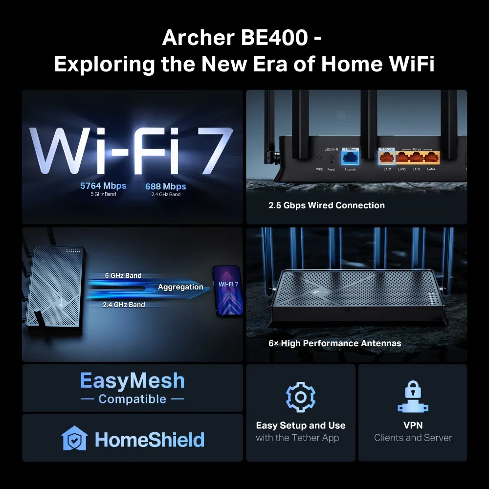 TP-Link Archer BE400, Wi-Fi 7 Router, BE6500 — şəkil 5