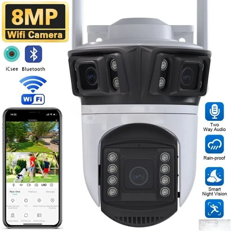 V380 Pro 360° PTZ IP Kamera, 4K, Wi-Fi, Suya davamlı — şəkil 1