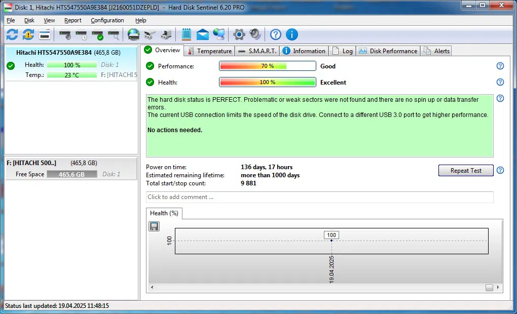 HITACHI 500GB 2.5 SATA HDD — şəkil 3