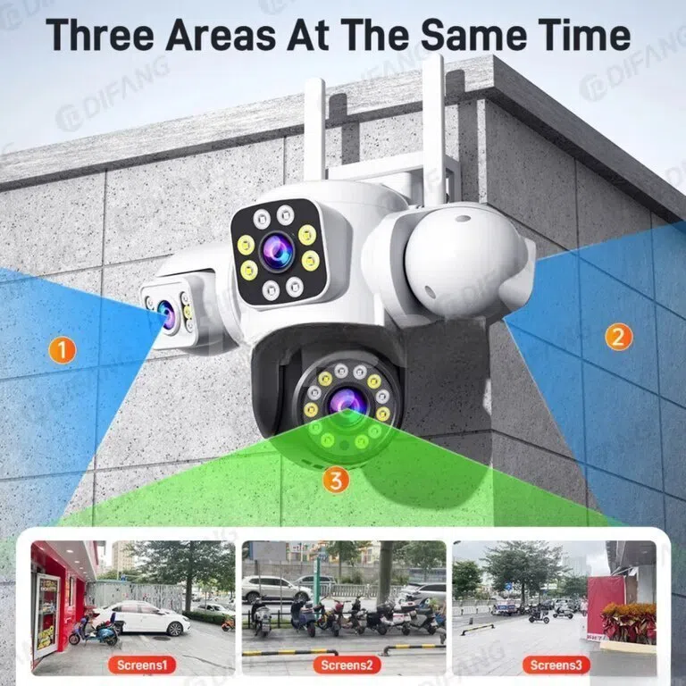 4G SIM kartlı 3 kameralı PTZ 360° təhlükəsizlik kamerası - Tenderyard