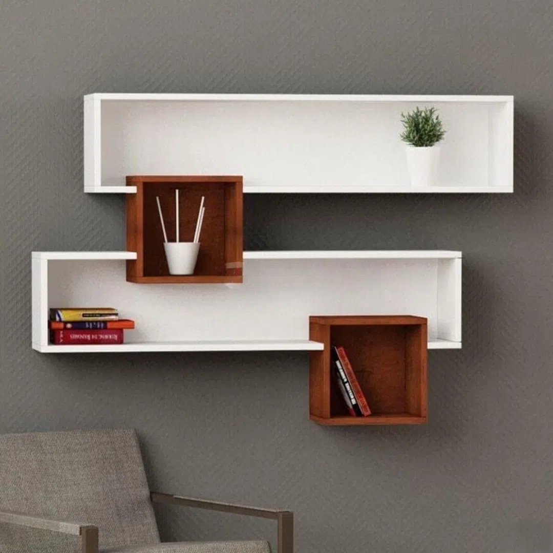 Wooden material shelf, White color - Tenderyard