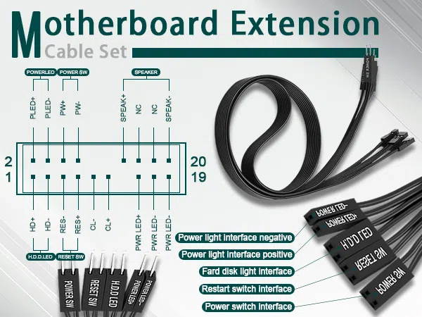 PC Motherboard Front Panel Extension Cable Set - Tenderyard