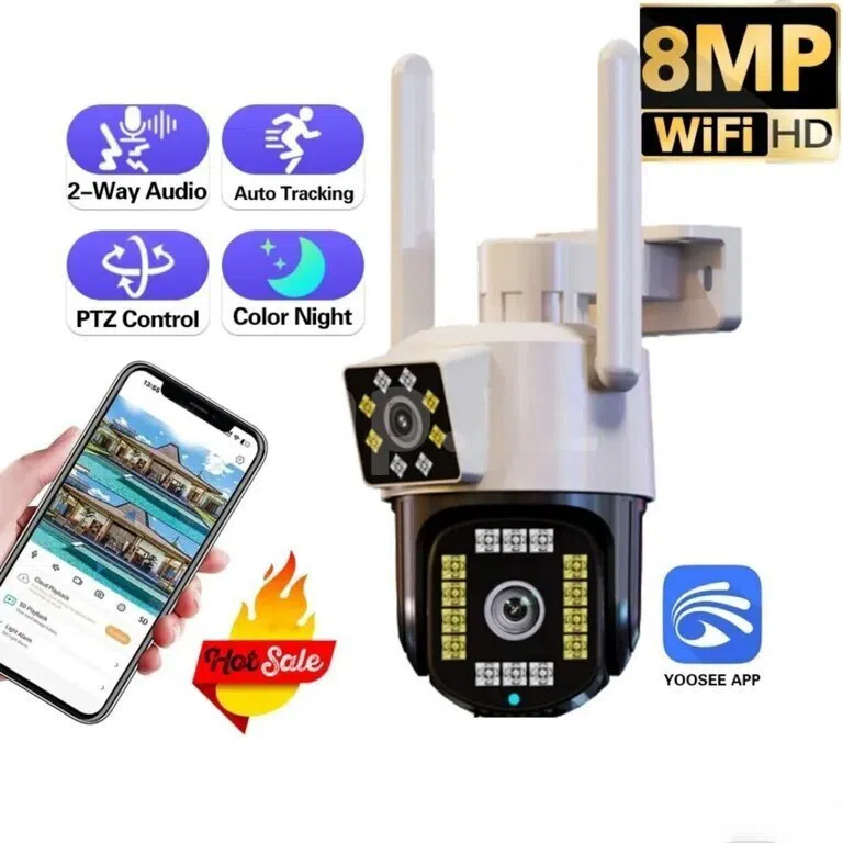Simsiz 8MP 4K PTZ müşahidə kamerası, 360 dərəcə hərəkət — şəkil 1