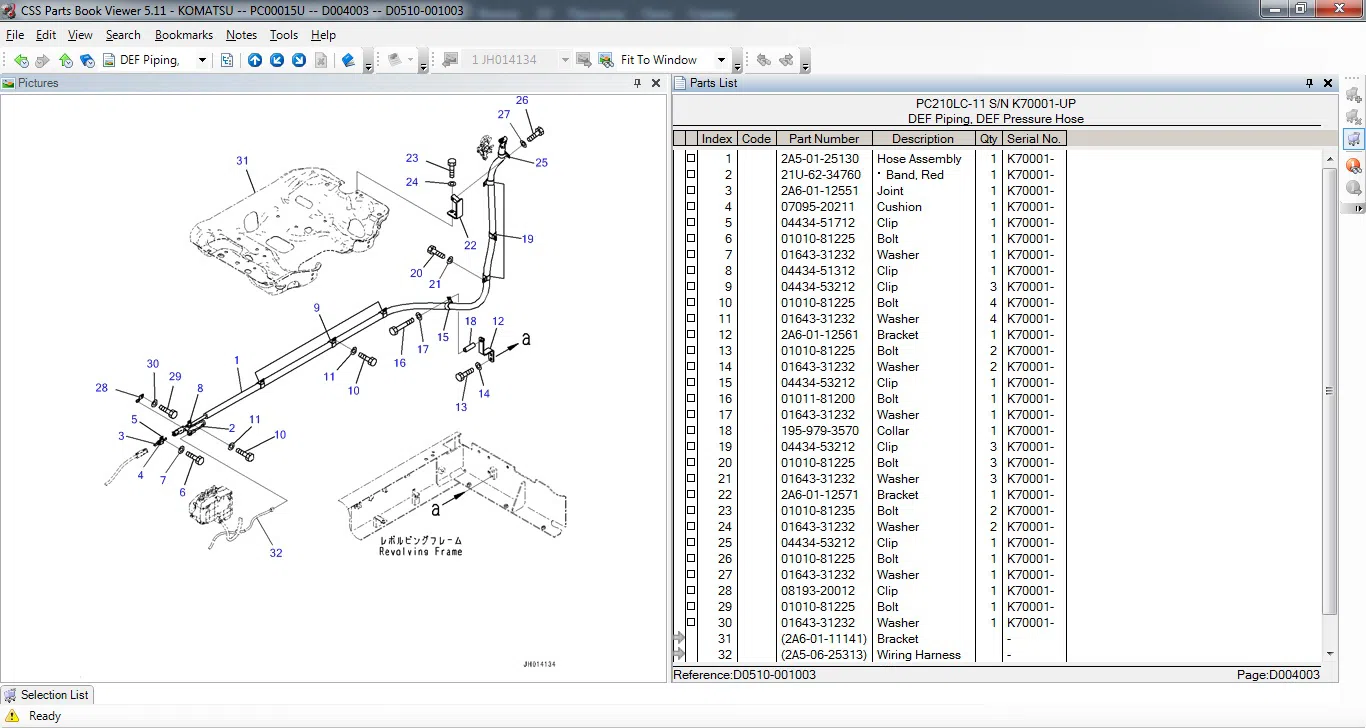 "KOMATSU Europe CSS Parts Book Viewer 5.11" proqramı — şəkil 9
