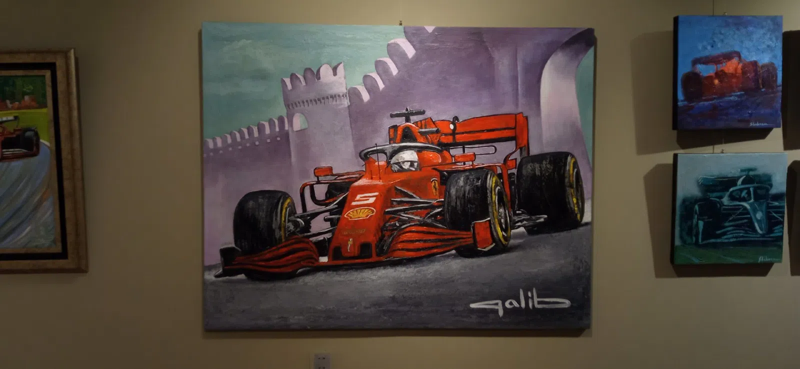 Qız Qalası fonunda Ferrari Formula 1 rəsm əsəri - Tenderyard