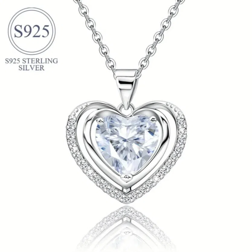 S925 Sterling Gümüş Ürək Formalı Boyunbağı